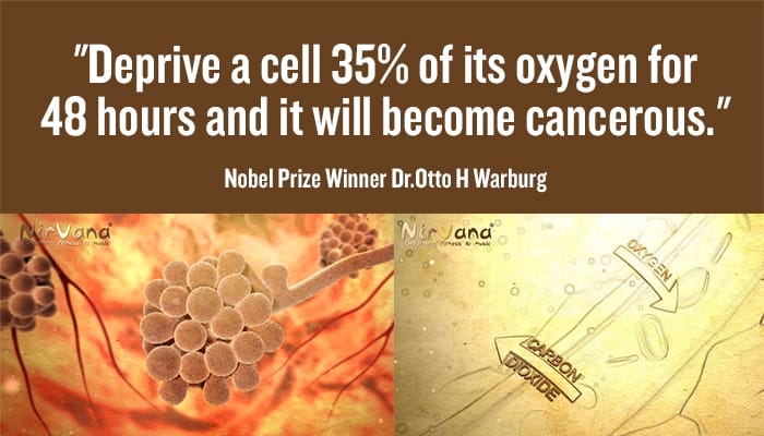 "Deprive a cell 35% of its oxygen for 48 hours and it will become cancerous."